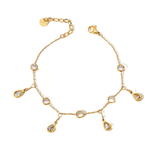 Wholesale Tassel Anklet Stainless Steel Inlaid Zircon Geometric Styling Non Fading Foot Chain For Women