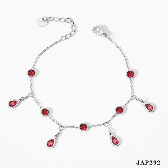 Wholesale Tassel Anklet Stainless Steel Inlaid Zircon Geometric Styling Non Fading Foot Chain For Women
