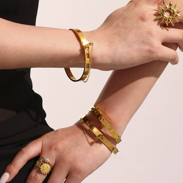 Wholesale Tassel Buckle Bracelet Stainless Steel 18K Gold Plated Electroplated Fashion Geometric Couple Jewelry