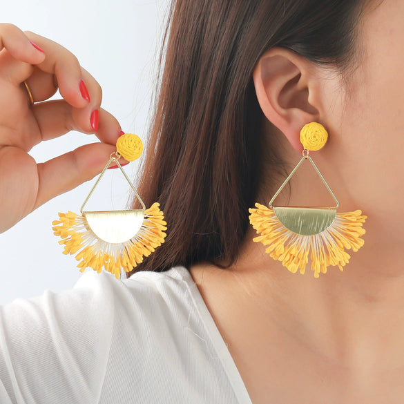 Wholesale Tassel Earrings Zinc Alloy Geometric Hand Knitted Retro Style