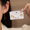 Wholesale Tassel Geometric Gold Strip Titanium Steel Earrings For Women Electroplated