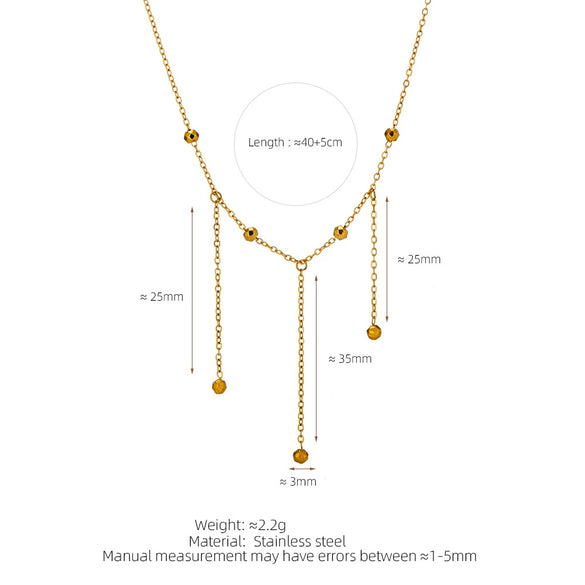 Wholesale Tassel Laser Ball Disco Necklace Titanium Steel 18K Gold Plated Geometric Style