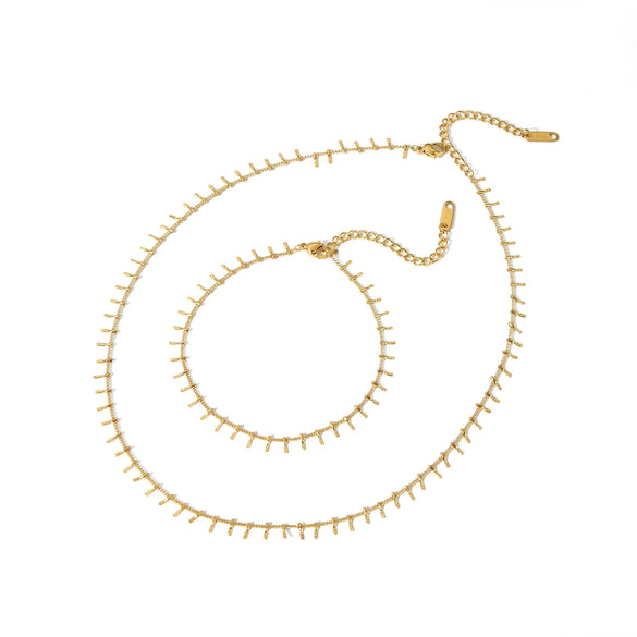 Wholesale Tassel Necklace And Anklet In Wave Pattern For Women Made Of High Grade Stainless Steel With Vacuum Real Gold In Pvd Furnace Treatment