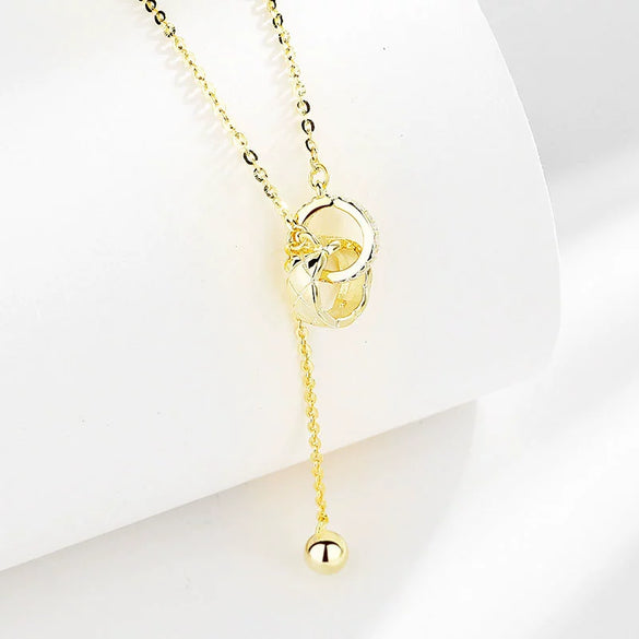 Wholesale Tassel Necklace Sterling Silver 925 Geometric Striped Electroplated Double Ring Loop Cross Chain For Women