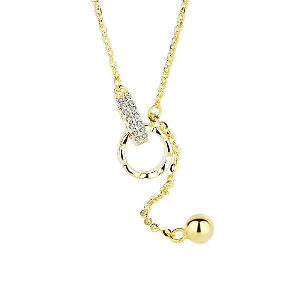 Wholesale Tassel Necklace Sterling Silver 925 Geometric Striped Electroplated Double Ring Loop Cross Chain For Women