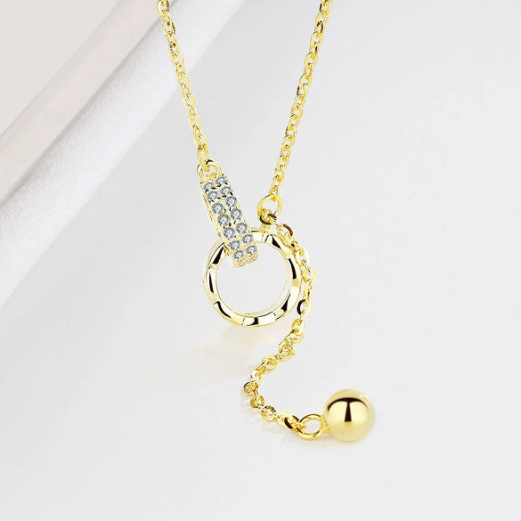 Wholesale Tassel Necklace Sterling Silver 925 Geometric Striped Electroplated Double Ring Loop Cross Chain For Women