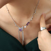 Wholesale Tassel Necklace With Peach Heart Brass Pendant In Titanium Steel Geometric Pattern Electroplated For Women