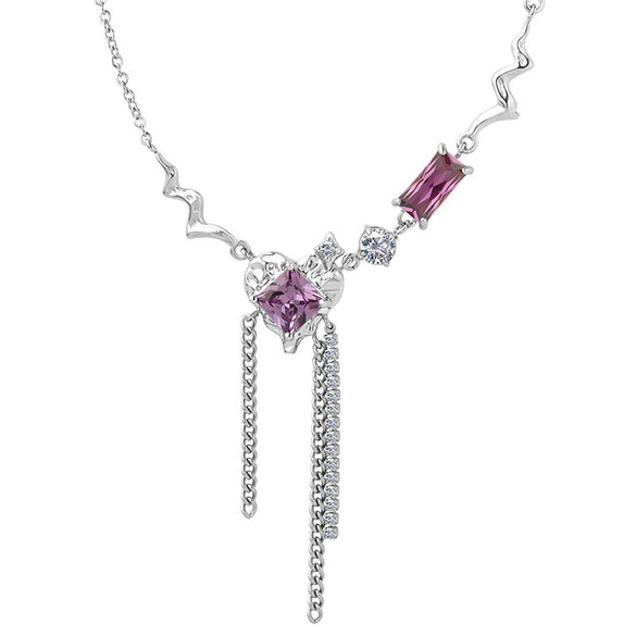 Wholesale Tassel Necklace With Peach Heart Brass Pendant In Titanium Steel Geometric Pattern Electroplated For Women