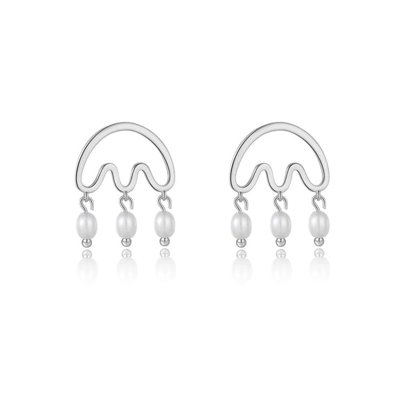 Wholesale Tassel Pearl Pendant Light Luxury Style 925 Sterling Silver Geometric Electroplated For Women