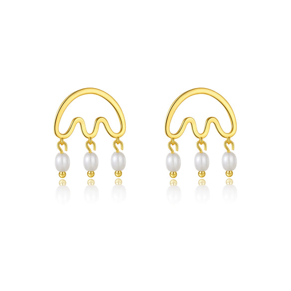 Wholesale Tassel Pearl Pendant Light Luxury Style 925 Sterling Silver Geometric Electroplated For Women