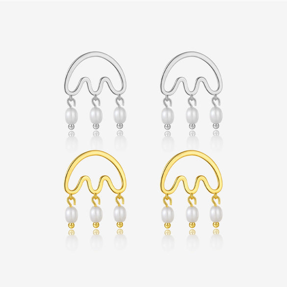 Wholesale Tassel Pearl Pendant Light Luxury Style 925 Sterling Silver Geometric Electroplated For Women