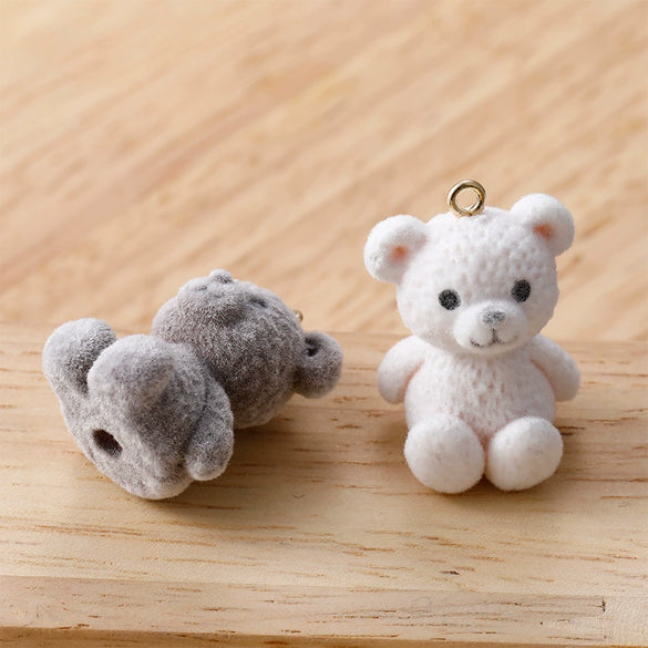 Wholesale Teddy Bear Pendant Handmade Earrings Jewelry Accessories With Plastic Resin Material And Flocking Treatment