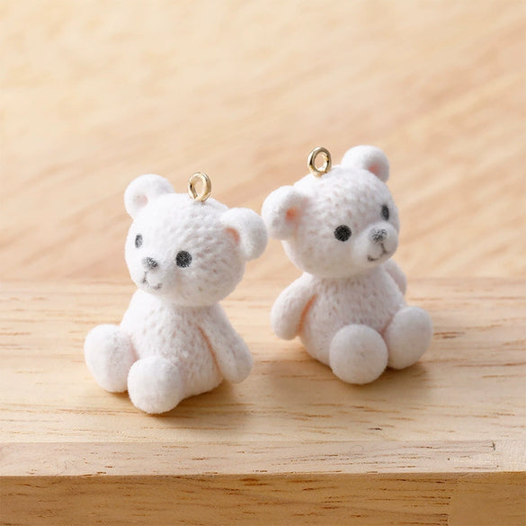 Wholesale Teddy Bear Pendant Handmade Earrings Jewelry Accessories With Plastic Resin Material And Flocking Treatment