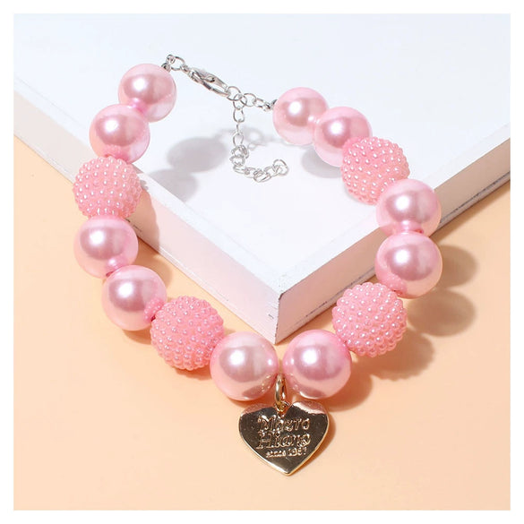 Wholesale Teddy Dog Pearl Necklace With Heart Pendant Hiphop Style Pet Collar Dog Accessories