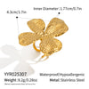 Wholesale Textured Flower Geometric Stainless Steel Earrings And Ring With Electroplating In French Retro Mid Century Style