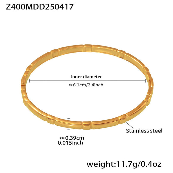 Wholesale Thin Circle Stainless Steel 18K Gold Plated Stacked Bracelet With Electroplating Process