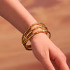 Wholesale Thin Circle Stainless Steel 18K Gold Plated Stacked Bracelet With Electroplating Process