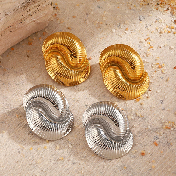 Wholesale Threaded Earrings Stainless Steel Geometric Electroplated Minimalist Women's