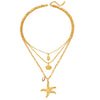 Wholesale Three Layer Pearl Starfish Pendant Necklace With Geometric Pattern Stainless Steel For Women