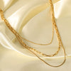 Wholesale Three Layer Stainless Steel Box Chain Necklace With Geometric Design 18K Gold Plated By Vacuum Real Gold Electroplating In Pvd Furnace For Women