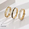 Wholesale Threeinone Hollowout Diamondstudded Oildrip Stainless Steel Ring With Geometric Shape Electroplated For Unisex