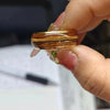 Wholesale Threeslot Spring Wire Guitar String Barrel Ring With Wood Grain In Rose Gold Stainless Steel Electroplated