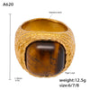 Wholesale Tiger Eye Ring For Middle Aged Women Light Luxury Geometric Stainless Steel 18K Real Gold Electroplated