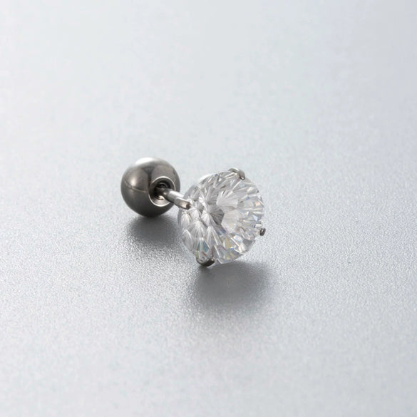 Wholesale Titanium Alloy Geometric Spiral Women's Ear Nail With Fireworks Zircon