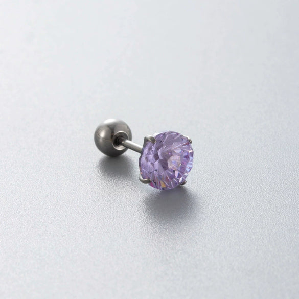 Wholesale Titanium Alloy Geometric Spiral Women's Ear Nail With Fireworks Zircon