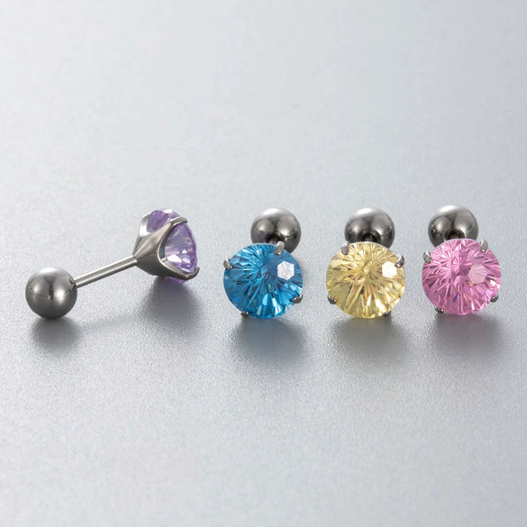 Wholesale Titanium Alloy Geometric Spiral Women's Ear Nail With Fireworks Zircon