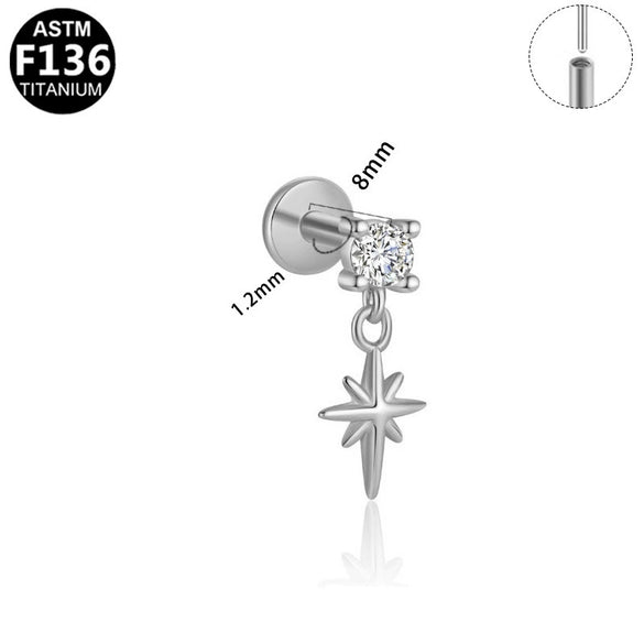 Wholesale Titanium Alloy Geometric Star Stud Earrings With Electroplating And Minimalist Highend Piercing Design For Unisex