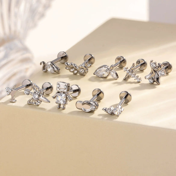 Wholesale Titanium Alloy Geometric Style Electroplated Puncture Jewelry For Women