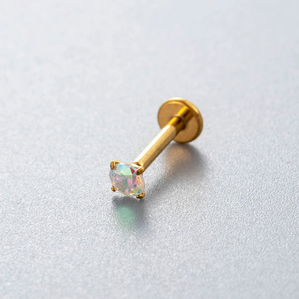 Wholesale Titanium Alloy Geometric Style Inlaid Colored Zircon Plugin Push Pin Bar Lip Nail Ear Bone Nail Ear Nail Puncture Jewelry For Women
