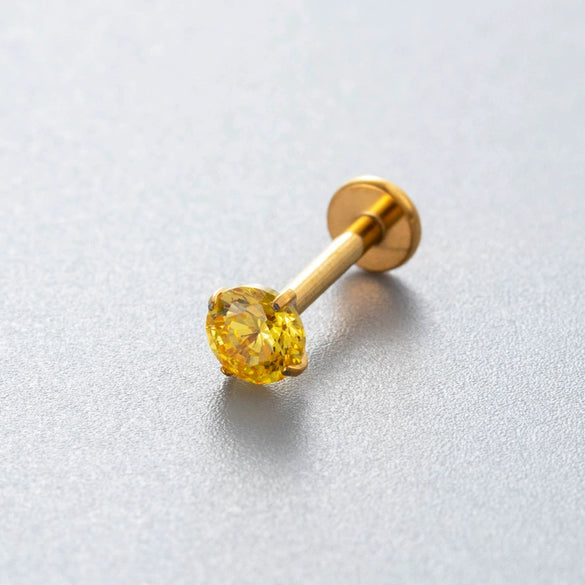 Wholesale Titanium Alloy Geometric Style Inlaid Colored Zircon Plugin Push Pin Bar Lip Nail Ear Bone Nail Ear Nail Puncture Jewelry For Women