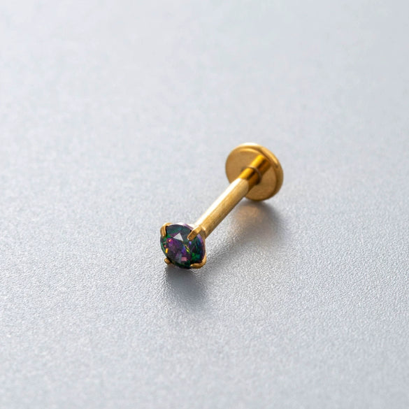 Wholesale Titanium Alloy Geometric Style Inlaid Colored Zircon Plugin Push Pin Bar Lip Nail Ear Bone Nail Ear Nail Puncture Jewelry For Women