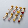 Wholesale Titanium Alloy Geometric Style Inlaid Colored Zircon Plugin Push Pin Bar Lip Nail Ear Bone Nail Ear Nail Puncture Jewelry For Women