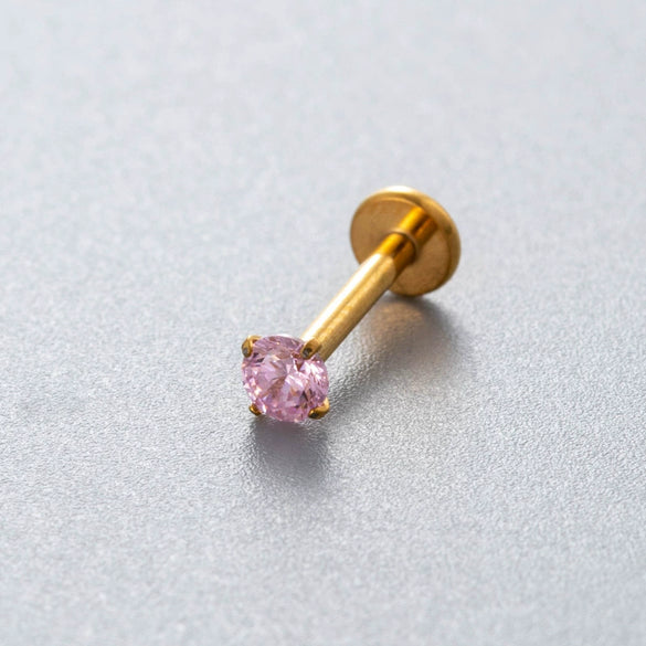 Wholesale Titanium Alloy Geometric Style Inlaid Colored Zircon Plugin Push Pin Bar Lip Nail Ear Bone Nail Ear Nail Puncture Jewelry For Women