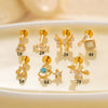 Wholesale Titanium Alloy Heart Shape Butterfly Inner Teeth Screw Lip Nail Lever Ear Bone Nail Fashion Cartilage Puncture Earrings For Women With Electroplating Treatment