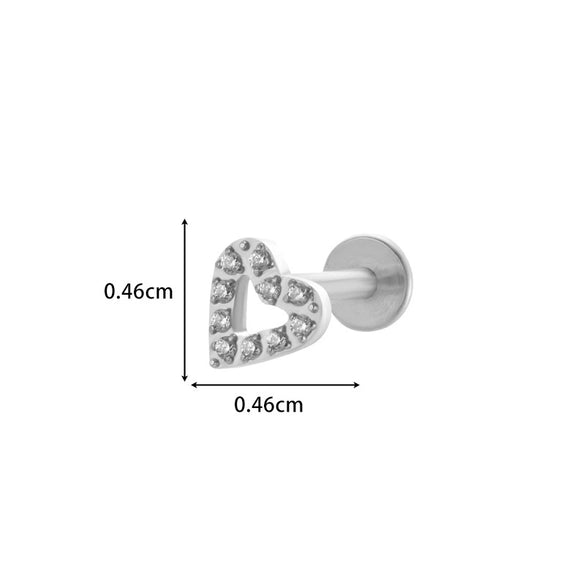 Wholesale Titanium Alloy Heart Shape Butterfly Inner Teeth Screw Lip Nail Lever Ear Bone Nail Fashion Cartilage Puncture Earrings For Women With Electroplating Treatment