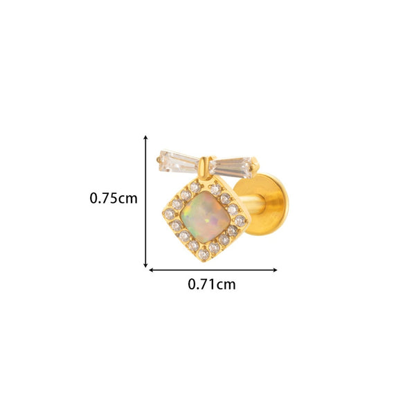 Wholesale Titanium Alloy Heart Shape Butterfly Inner Teeth Screw Lip Nail Lever Ear Bone Nail Fashion Cartilage Puncture Earrings For Women With Electroplating Treatment