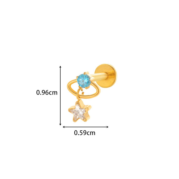 Wholesale Titanium Alloy Heart Shape Butterfly Inner Teeth Screw Lip Nail Lever Ear Bone Nail Fashion Cartilage Puncture Earrings For Women With Electroplating Treatment