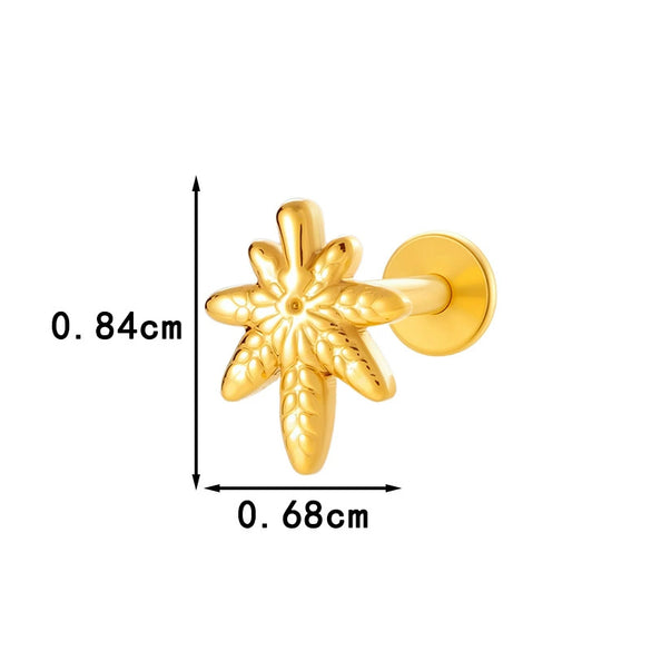 Wholesale Titanium Alloy Heart Shape Piercing Jewelry For Women Electroplated Inner Tooth Screw Rod Lip Nail Ear Bone Nail