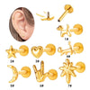 Wholesale Titanium Alloy Heart Shape Piercing Jewelry For Women Electroplated Inner Tooth Screw Rod Lip Nail Ear Bone Nail
