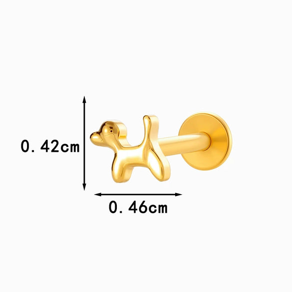 Wholesale Titanium Alloy Heart Shape Piercing Jewelry For Women Electroplated Inner Tooth Screw Rod Lip Nail Ear Bone Nail