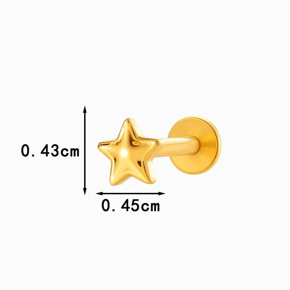 Wholesale Titanium Alloy Heart Shape Piercing Jewelry For Women Electroplated Inner Tooth Screw Rod Lip Nail Ear Bone Nail