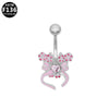 Wholesale Titanium Alloy Heartshaped Navel Ring Pink Zircon Series