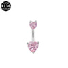 Wholesale Titanium Alloy Heartshaped Navel Ring Pink Zircon Series
