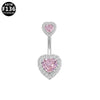 Wholesale Titanium Alloy Heartshaped Navel Ring Pink Zircon Series