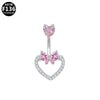 Wholesale Titanium Alloy Heartshaped Navel Ring Pink Zircon Series