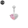 Wholesale Titanium Alloy Heartshaped Navel Ring Pink Zircon Series